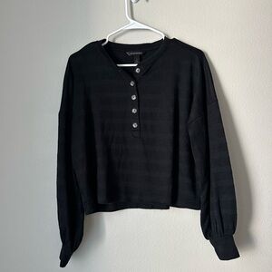 Banana Republic Black Button-Down Women's Henley size small